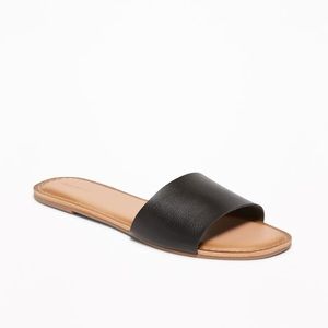 Faux Leather Slide Sandals